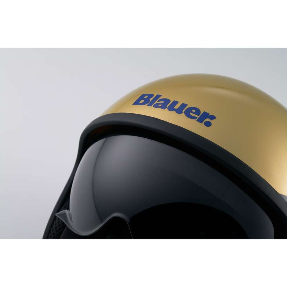 Blauer Pilot 4.0 Jet Motorradhelm Gold Blau Grau