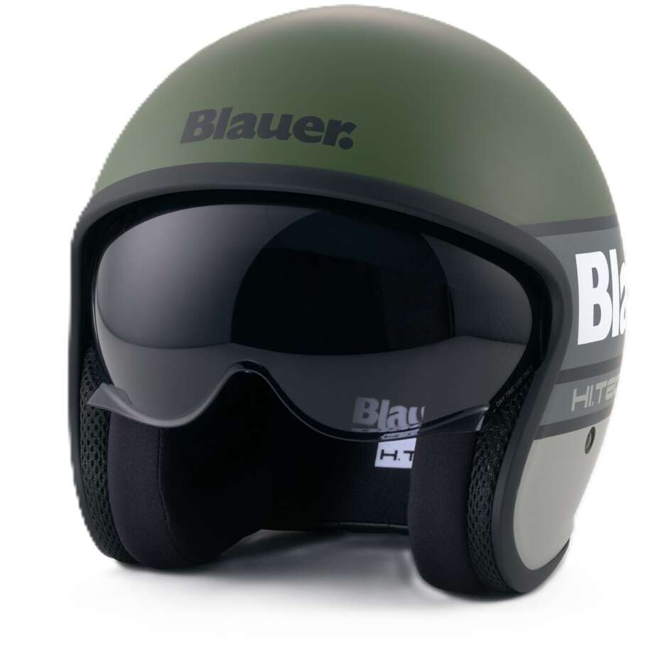Blauer Pilot 4.0 Jet Motorradhelm Grün Grau Matt