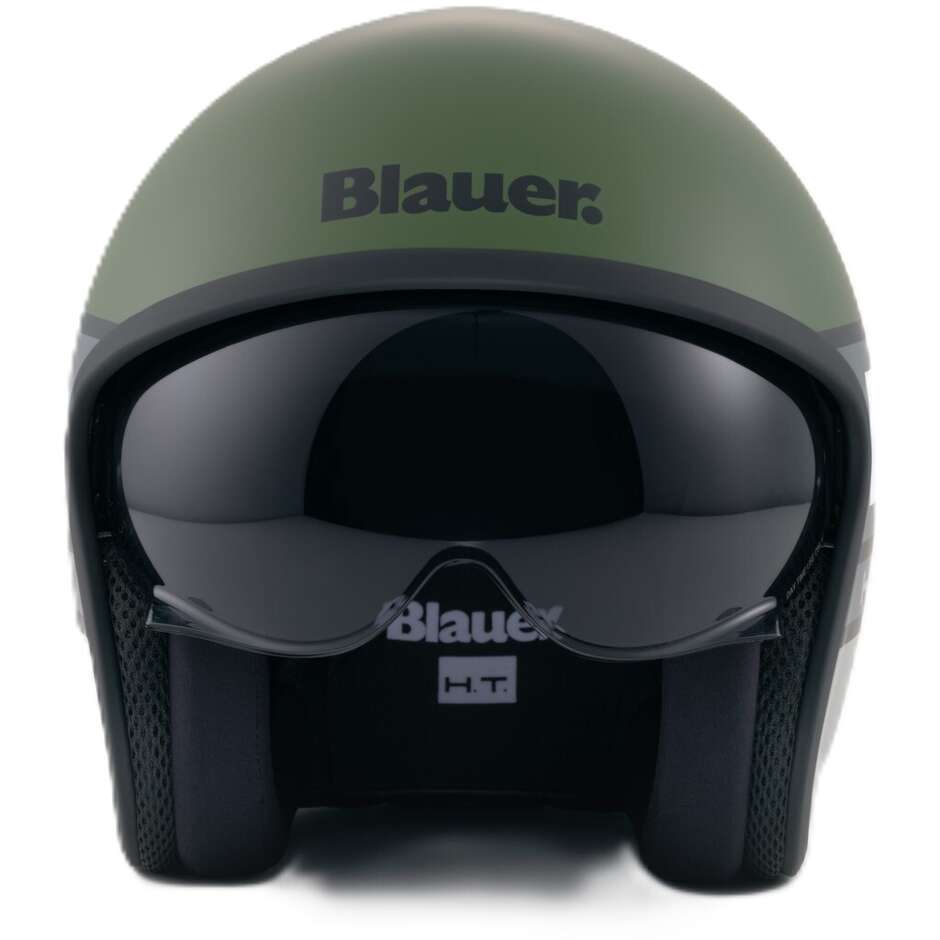 Blauer Pilot 4.0 Jet Motorradhelm Grün Grau Matt