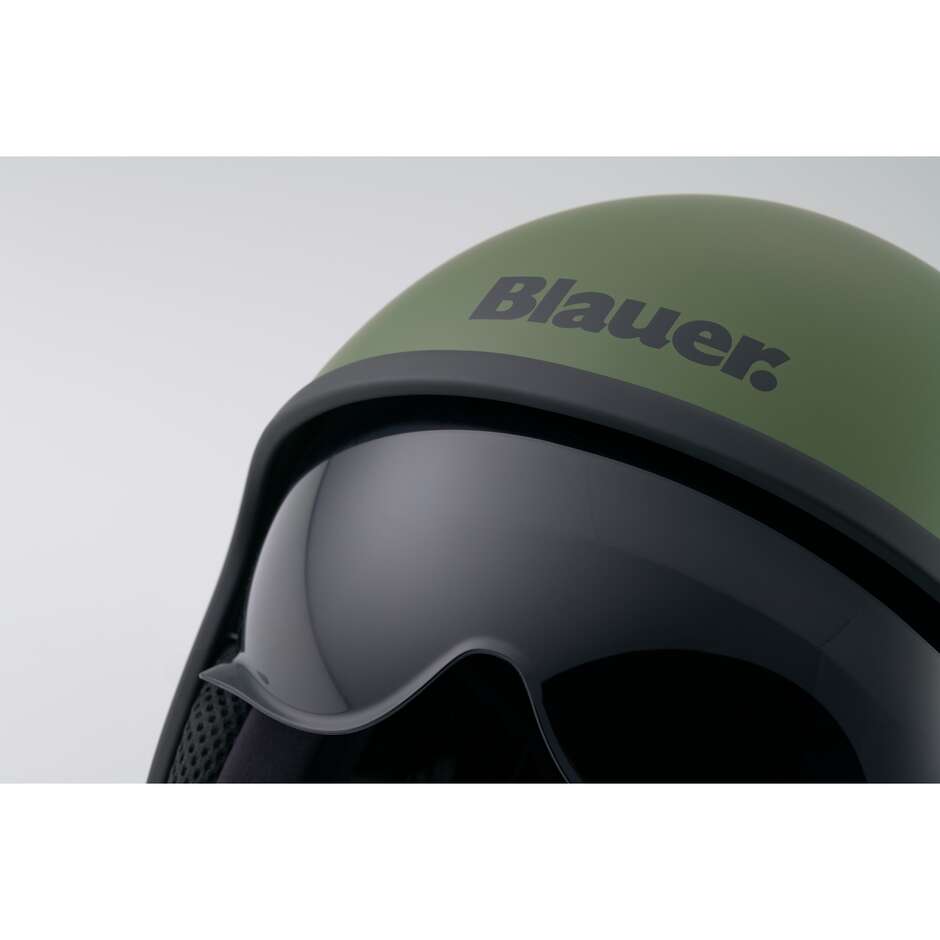 Blauer Pilot 4.0 Jet Motorradhelm Grün Grau Matt