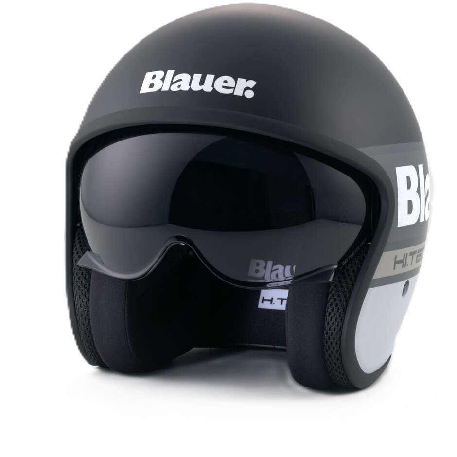 Blauer Pilot 4.0 Jet Motorradhelm Schwarz Weiß Matt