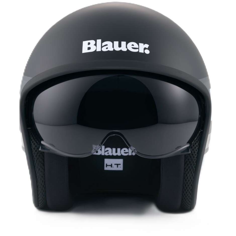 Blauer Pilot 4.0 Jet Motorradhelm Schwarz Weiß Matt