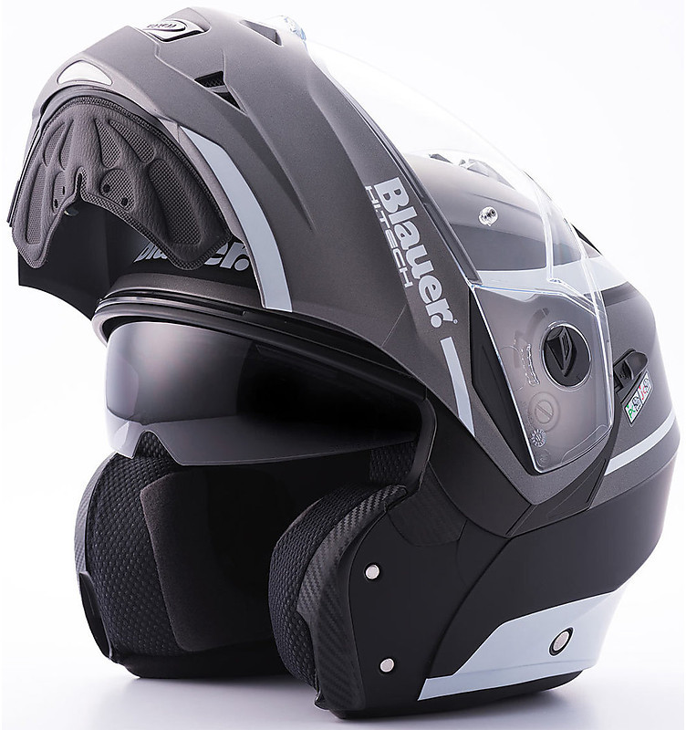 Blauer Sky 2 Modular Motorcycle Helmet Black Titanium Matt White For ...