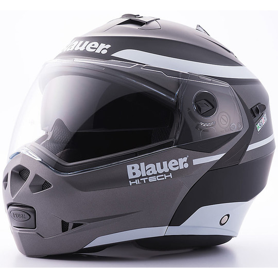 Blauer Sky 2 Modular Motorcycle Helmet Black Titanium Matt White