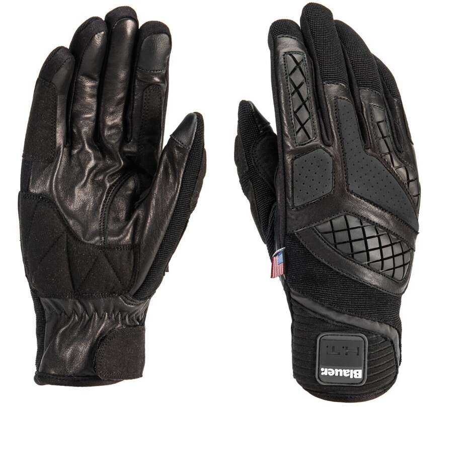 Blauer Summer Motorcycle Gloves In black leather and Urban Sport fabric