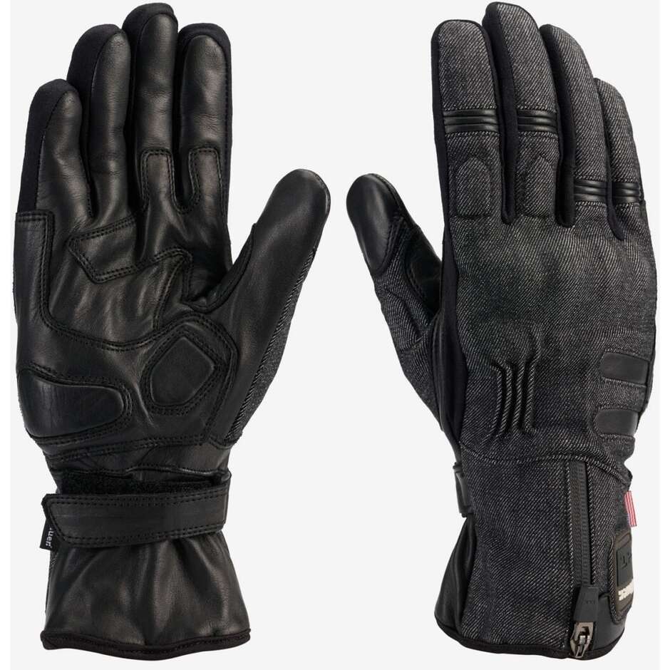 Blauer Summer Motorcycle Gloves In Black Union Leather and Fabric