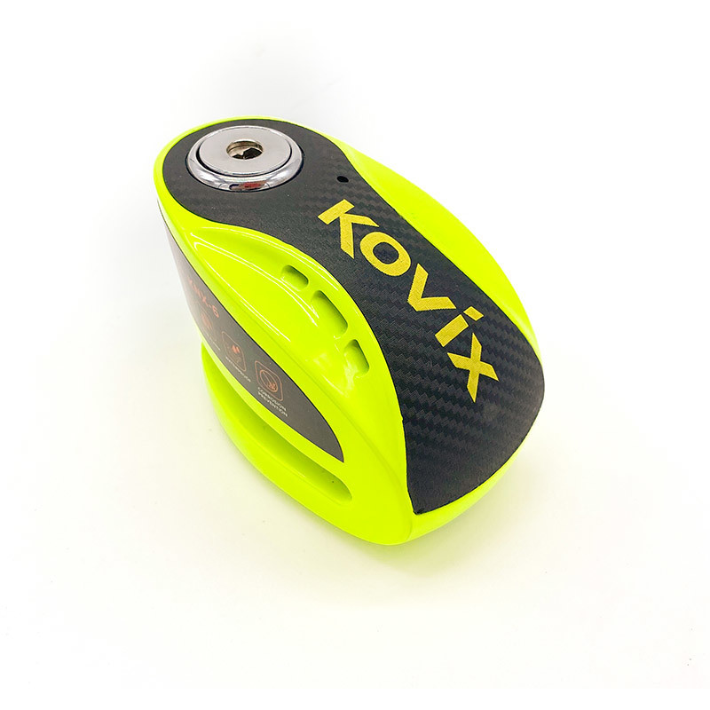 Bloccadisco Moto Con Allarme Sonoro KOVIX knx10 Perno 10mm Giallo Fluo	