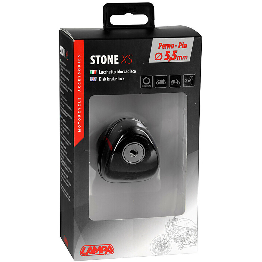 Bloque-disque Moto Lampa Modèle Stone XS Goupille 5,5 mm Noir