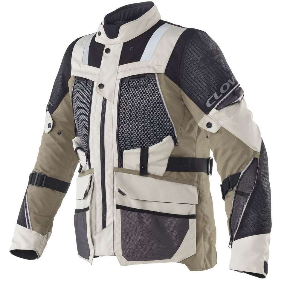 Blouson de moto Clover OUTLAND 3 WP, noir/sable