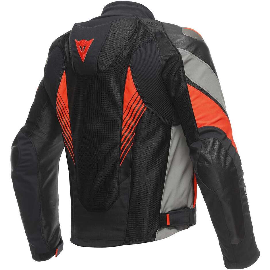 Blouson de moto Dainese SUPER RIDER 2 ABSOLUTESHELL # Noir foncé GULL Gris fluorescent Rouge