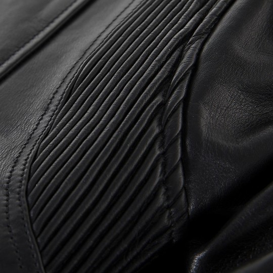 Blouson de moto en cuir avec chevauchement personnalisé RAINEY Noir