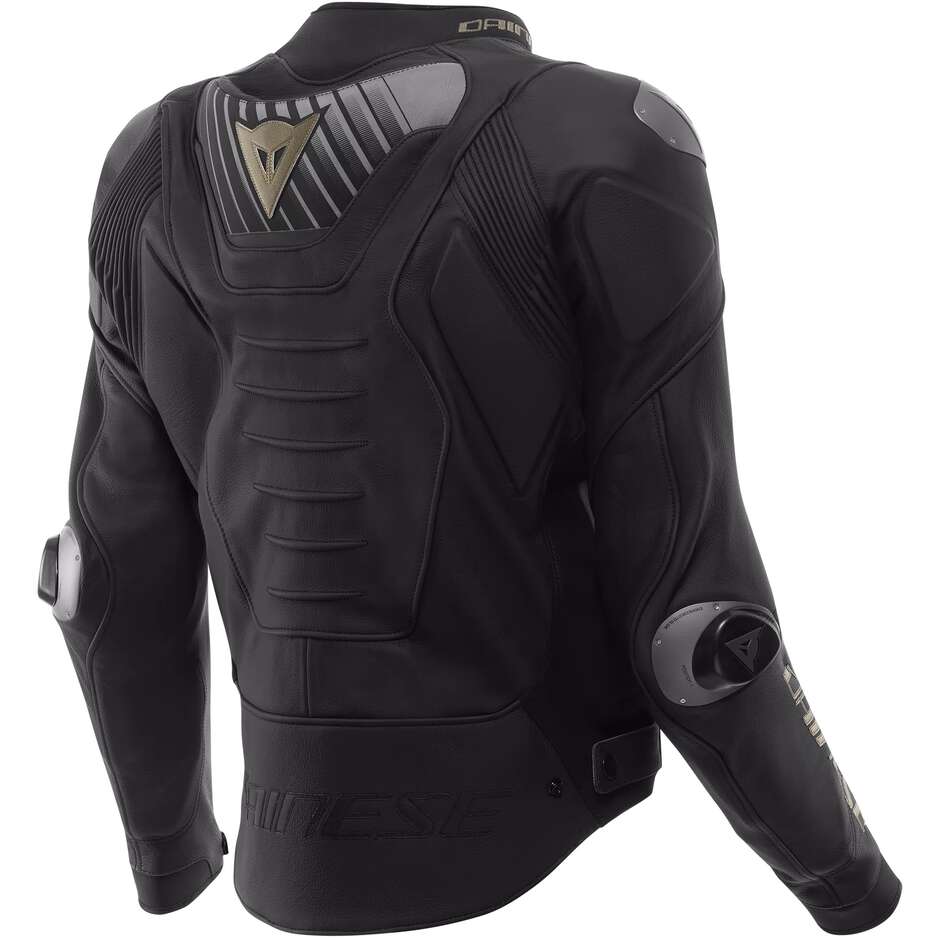 Blouson de moto en cuir Dainese SUPER SPEED 5 Noir et Or