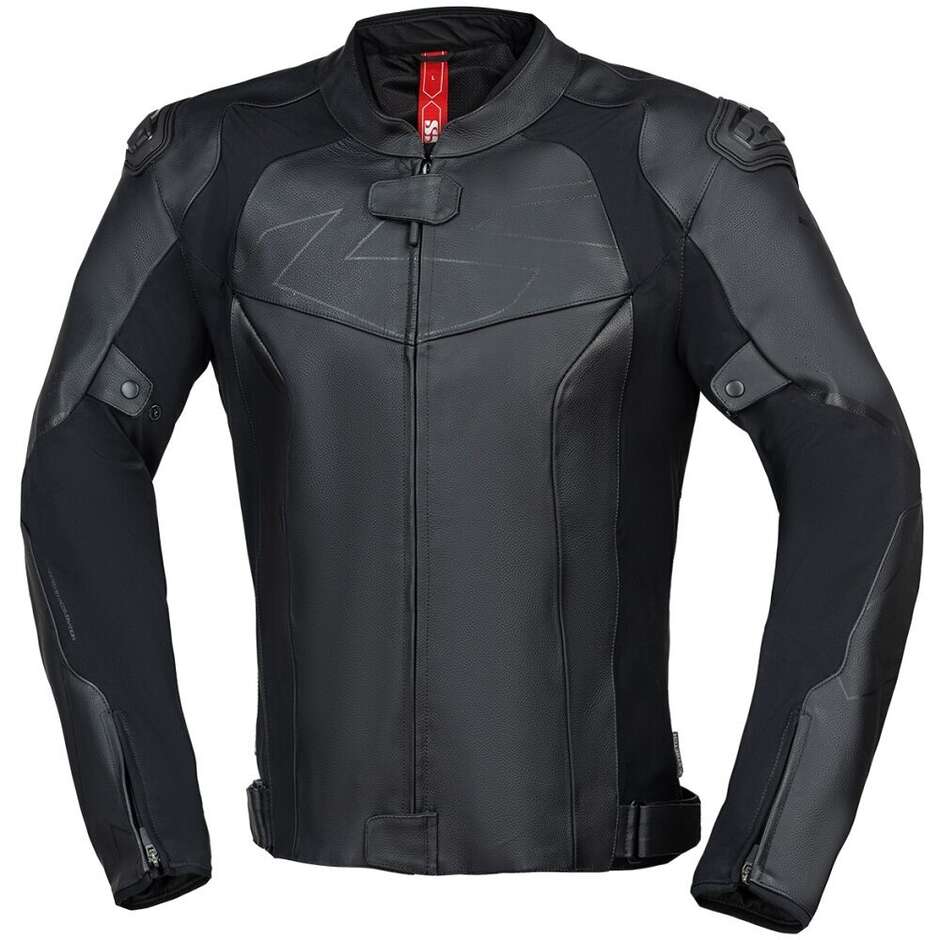 Blouson de moto en cuir iXS Ace 1.0, noir