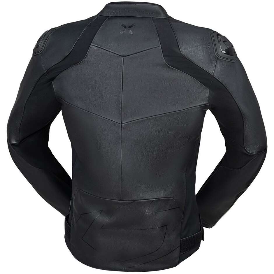 Blouson de moto en cuir iXS Ace 1.0, noir
