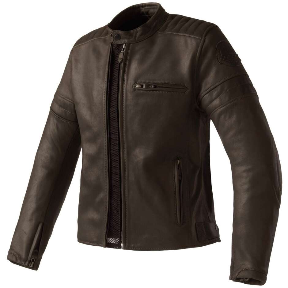 Blouson de moto en cuir marron Clover BULLET PRO 2