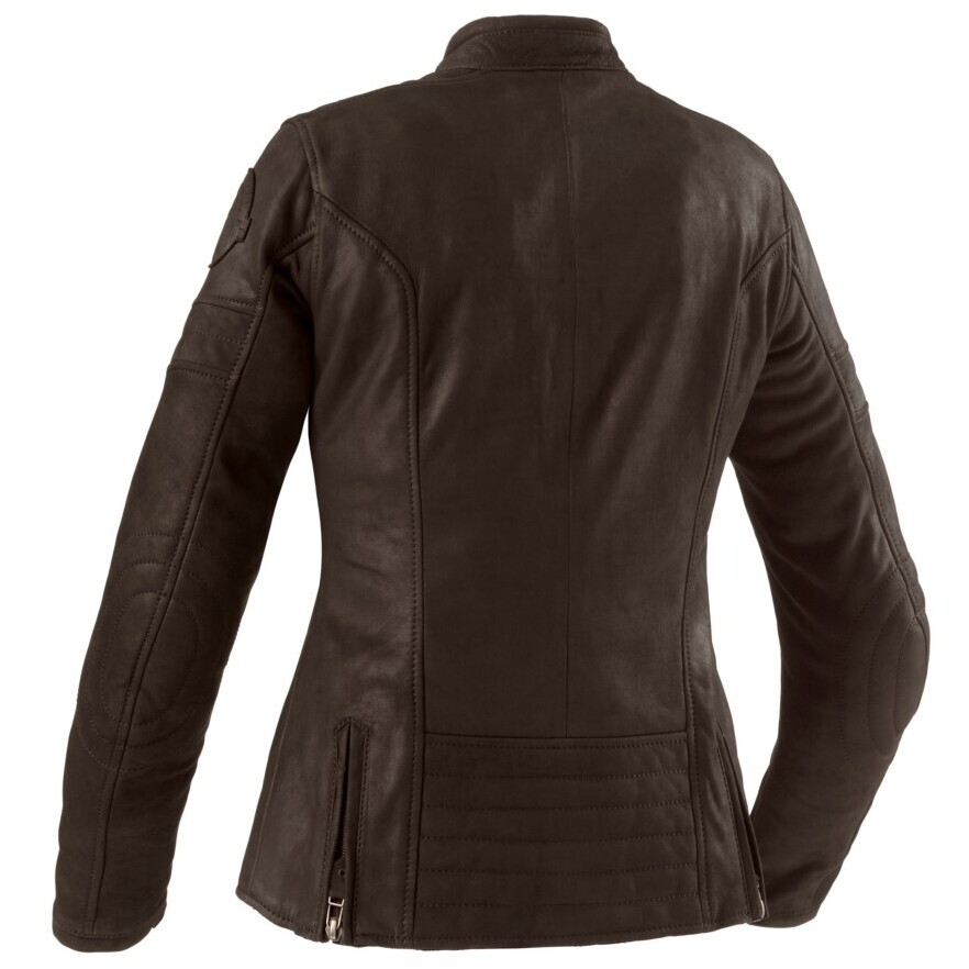 Blouson de moto en cuir marron pour femme Clover BULLET PRO 2 LADY