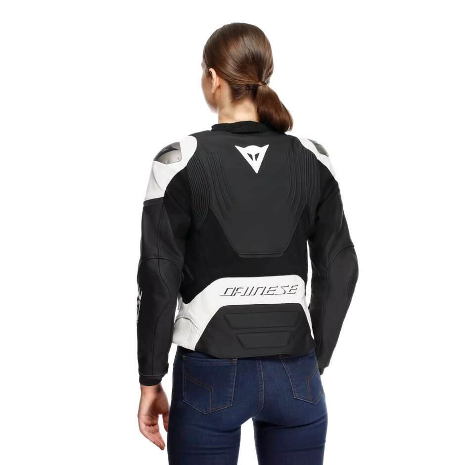Dainese RACING 5 WMN Women's Leather Motorcycle Jacket # Black White