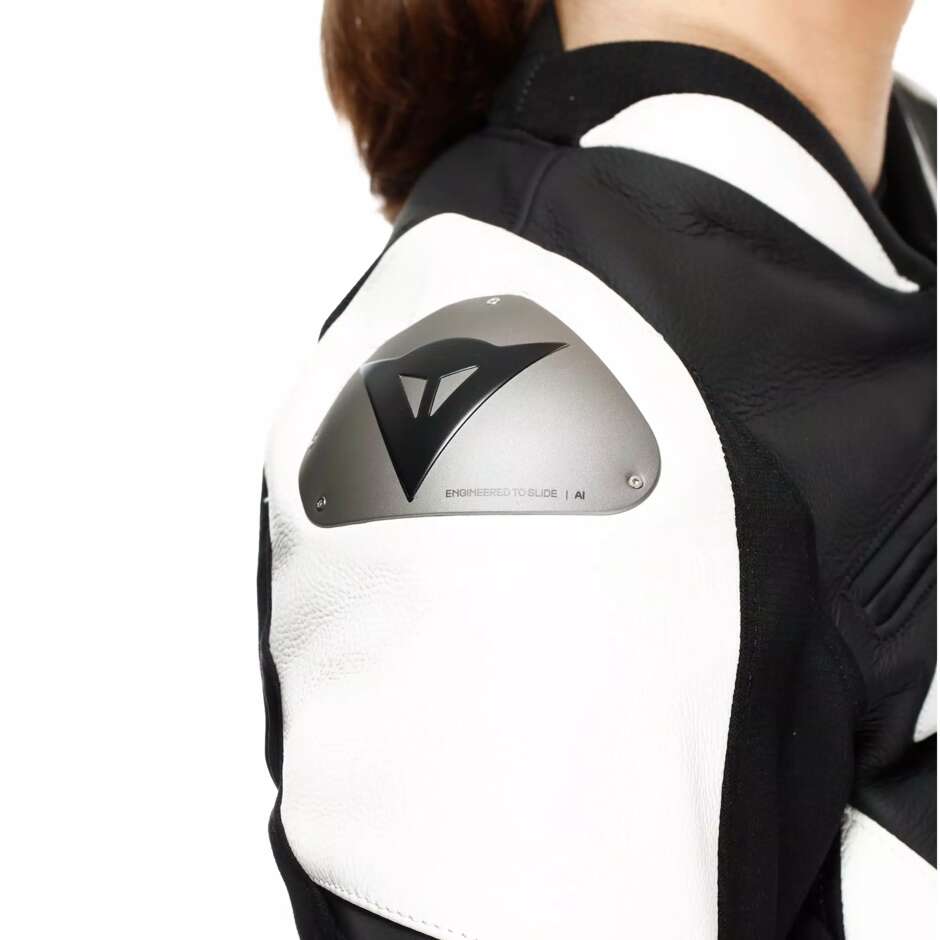 Dainese RACING 5 WMN Women's Leather Motorcycle Jacket # Black White