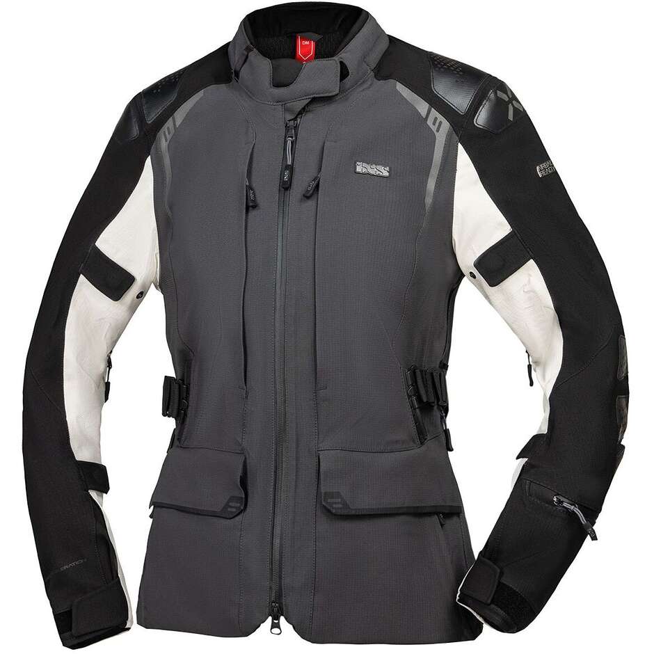 Blouson de moto femme iXS Tourster-STX 2.0, laminé, gris foncé - noir - gris clair - raccourci