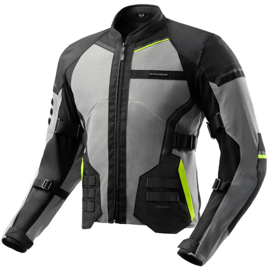 Blouson de moto Rebelhorn SCANDAL 3 Noir Gris Jaune fluo