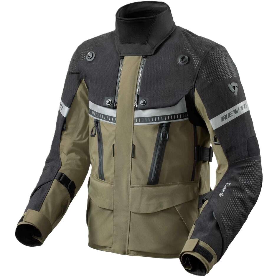 Blouson de moto Rev'it Dominator 3 GTX Noir Vert foncé