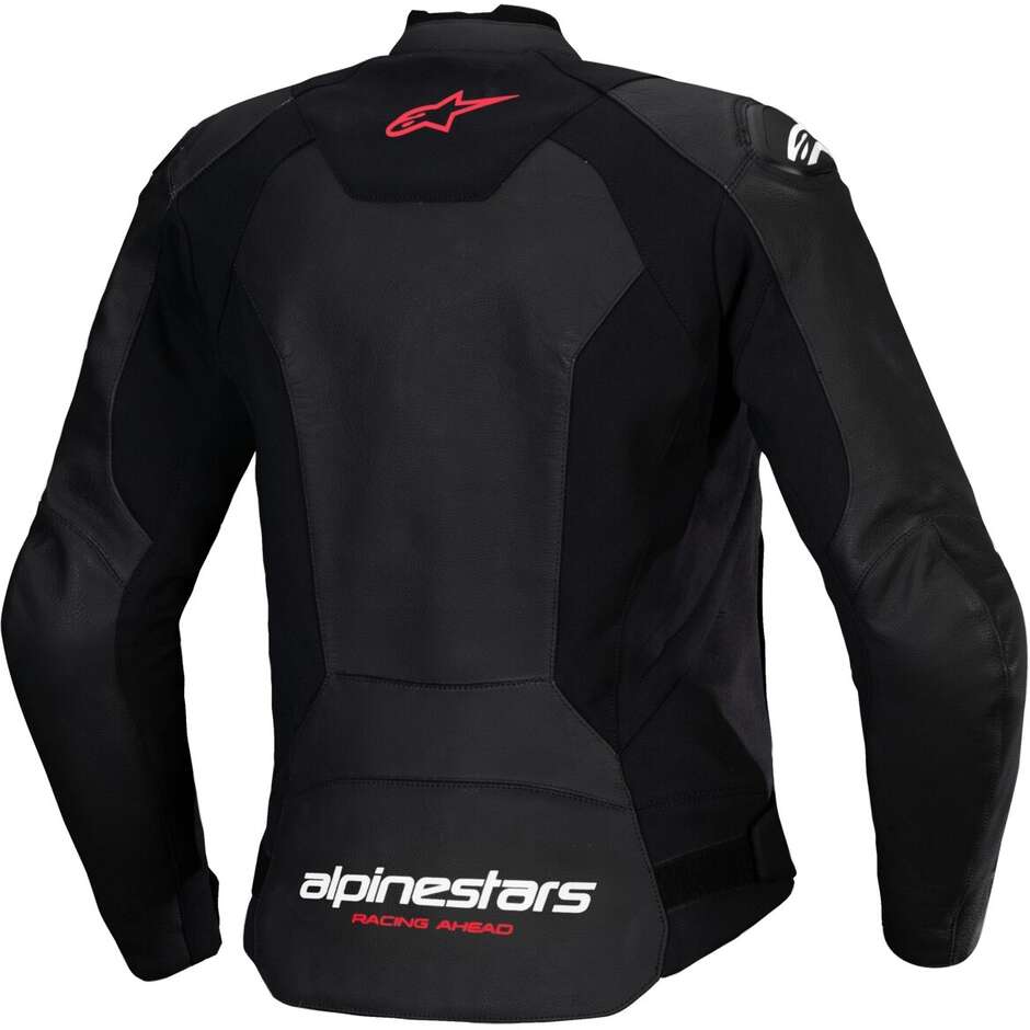 Blouson Moto Cuir Femme Alpinestars STELLA FASTER V3 Noir Blanc Fluo Corail