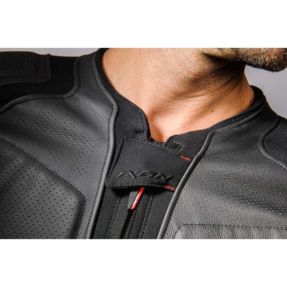 Blouson moto cuir Ixon VENDETTA EVO JK Racing noir blanc rouge
