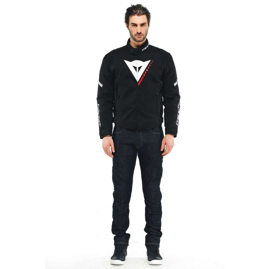 Blouson Moto Dainese VELOCE D-DRY Noir Blanc Rouge Lave