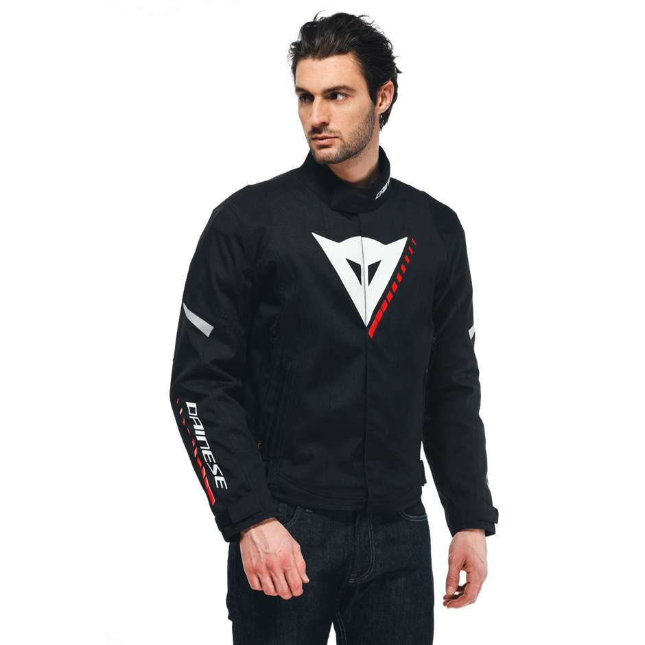 Blouson Moto Dainese VELOCE D-DRY Noir Blanc Rouge Lave
