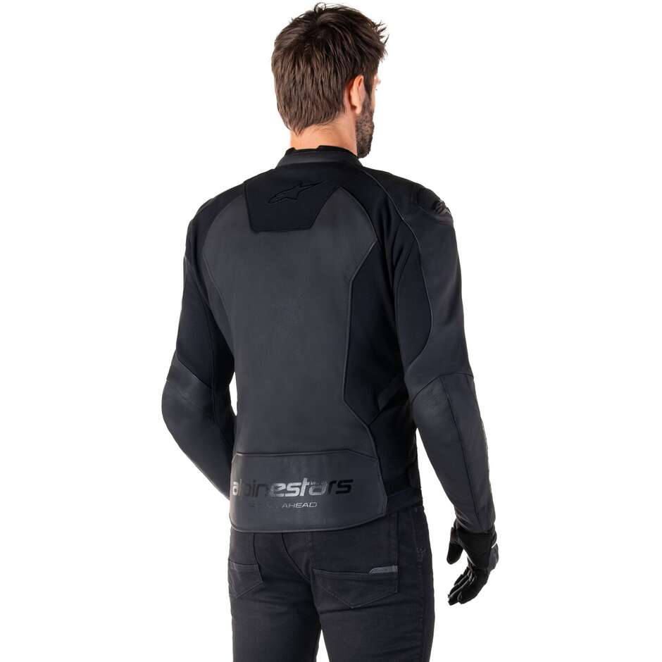 Blouson moto en cuir Alpinestars FASTER V3 noir noir
