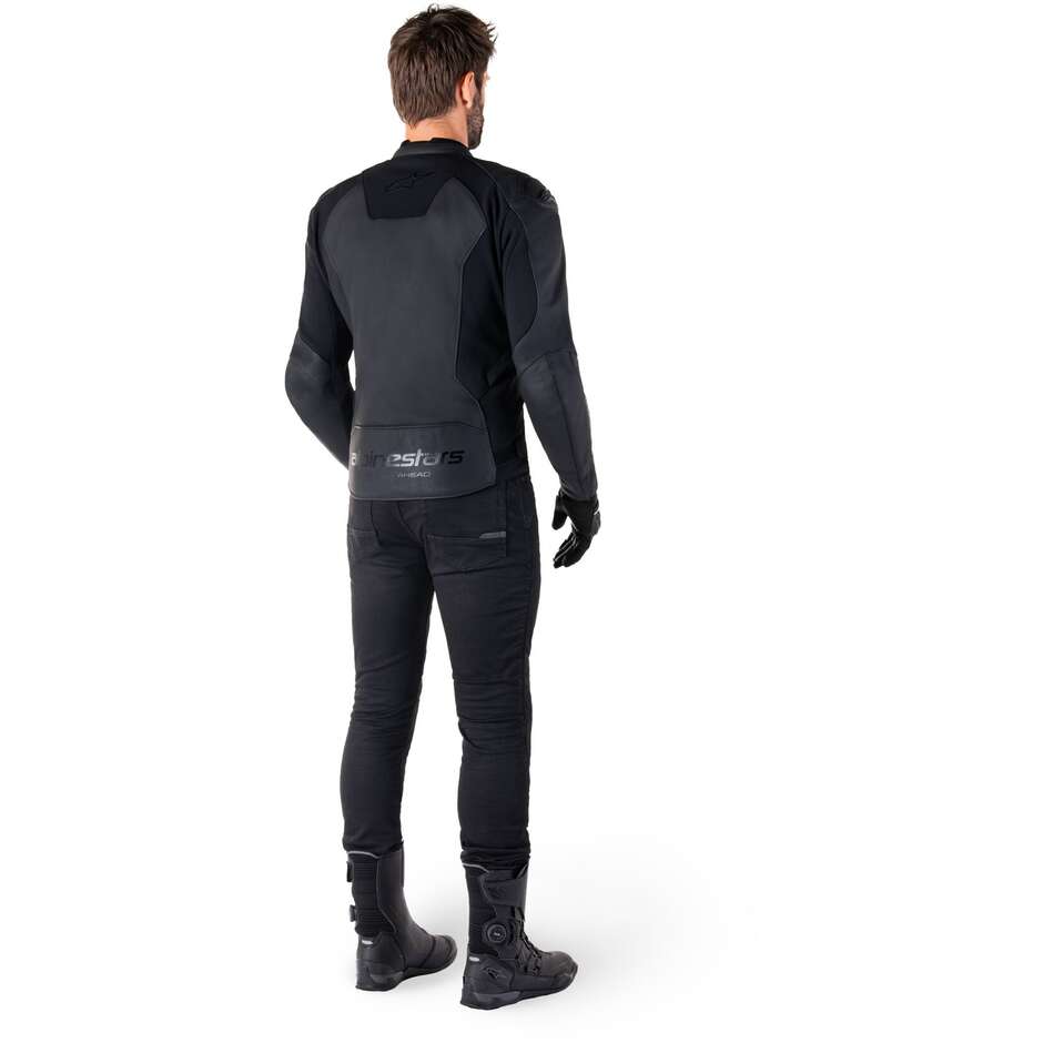 Blouson moto en cuir Alpinestars FASTER V3 noir noir