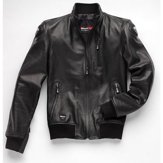 Blouson moto en cuir Blauer Indirect Leather Jacket Black