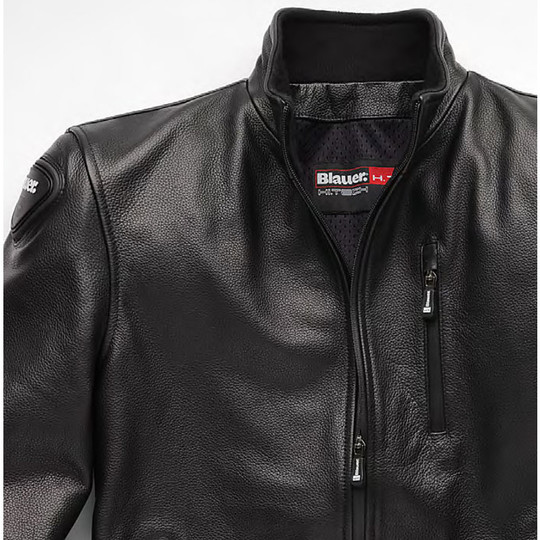 Blouson moto en cuir Blauer Indirect Leather Jacket Black