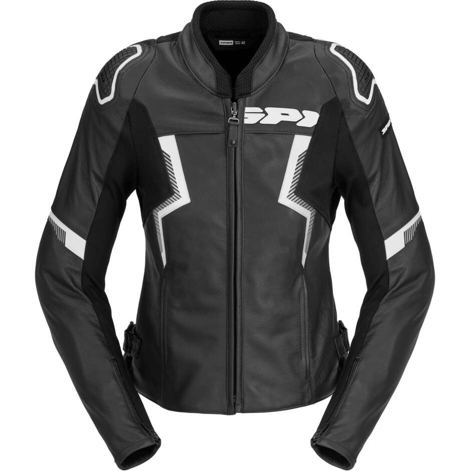 Blouson moto en cuir pour femme Spidi EVORIDER 3 LADY Noir Blanc