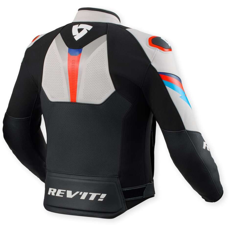Blouson moto en cuir Rev'it Quantum 3 Noir Gris clair