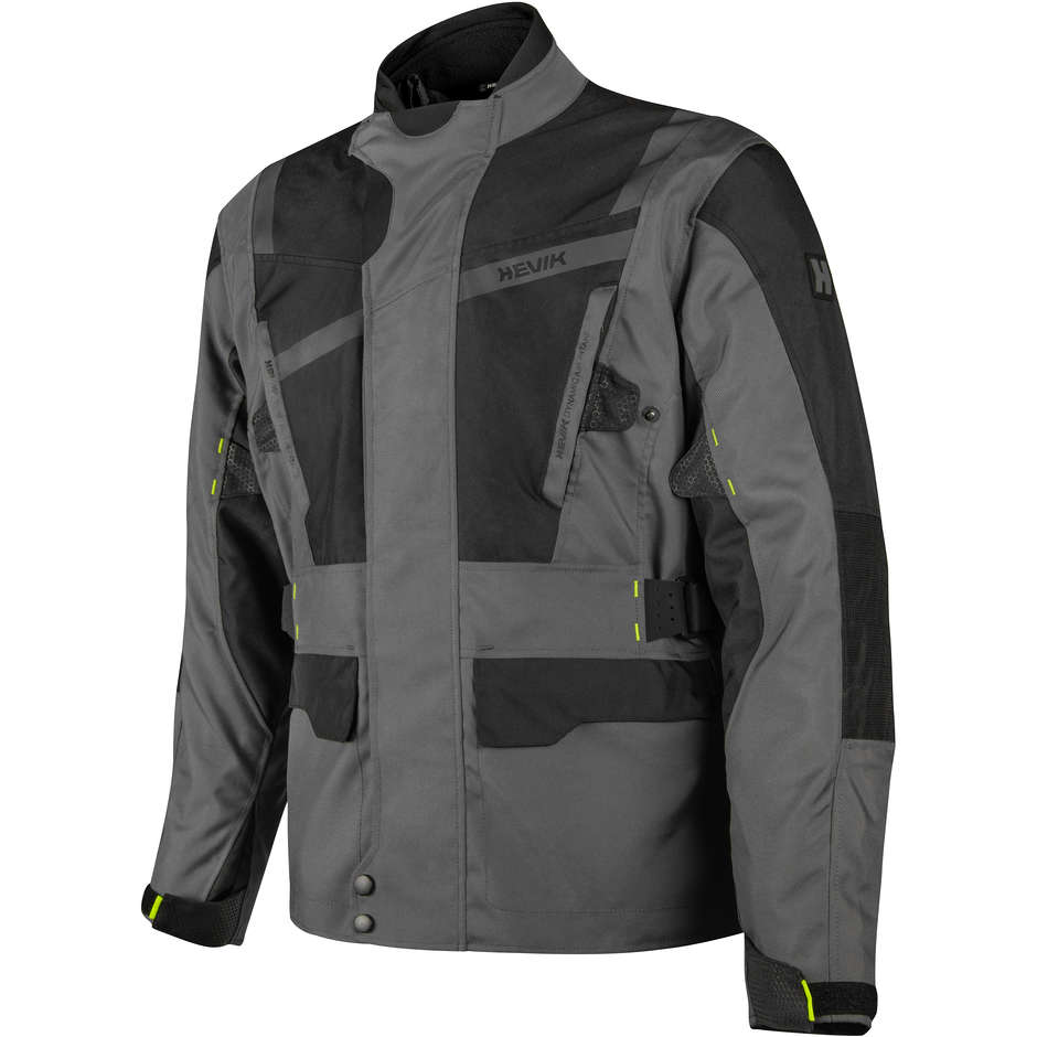 Blouson Moto En Tissu Hevik Touring STELVIO LIMITED Triple Couche Noir Gris