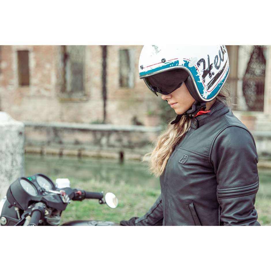 Blouson Moto Femme Custom En Cuir Hevik MUSTANG LIGHT LADY Noir