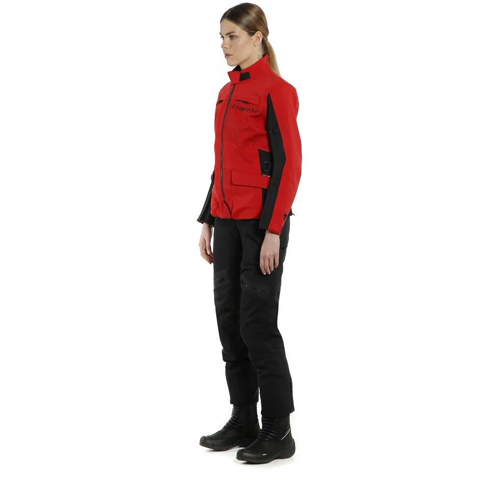 Blouson moto femme en tissu Dainese TONALE D-Dry XT rouge noir