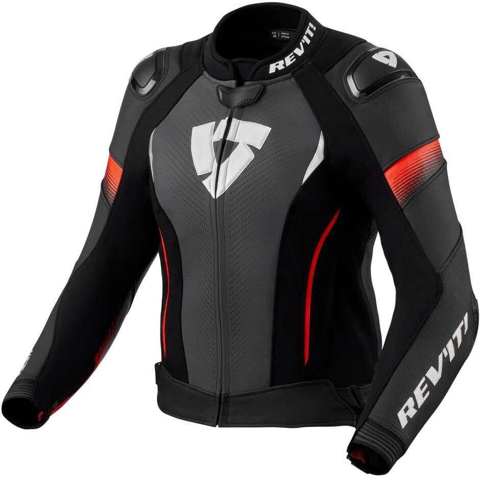 Blouson Moto Femme Rev'it XENA 4 PRO Ladies Noir Rouge Fluo