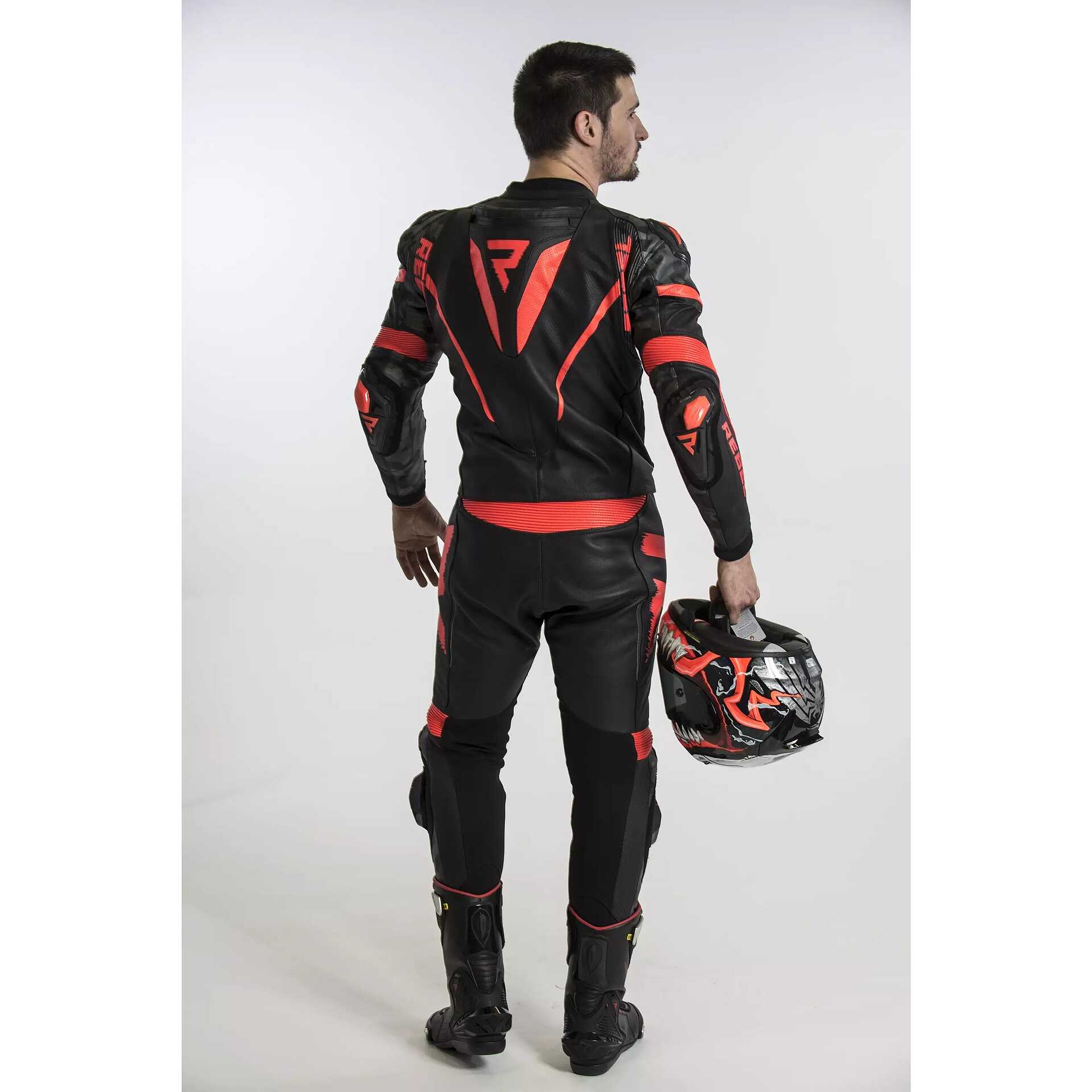 REBELHORN Hunter Pro Veste Moto Cuir Mixte – Cuir De Chèvre Premium, Protections CE Coudes & Épaules, Coutures Renforcées