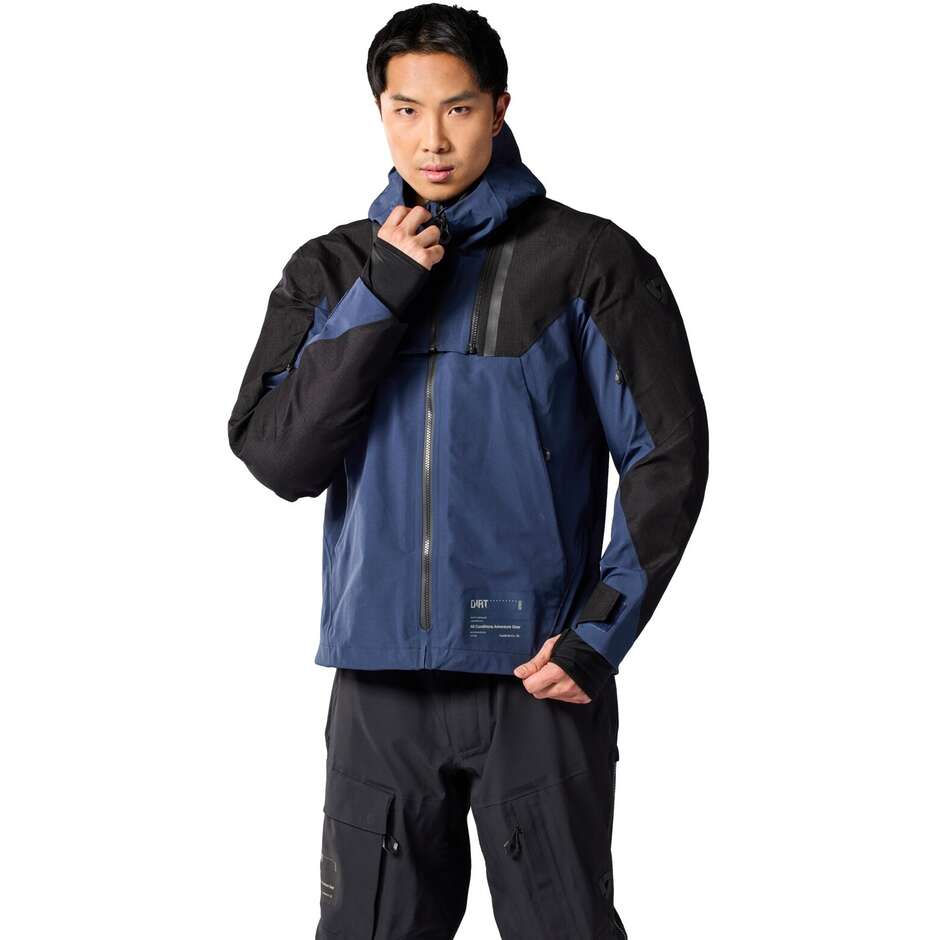 Blouson moto Rev'it Component 3 H2O noir bleu foncé