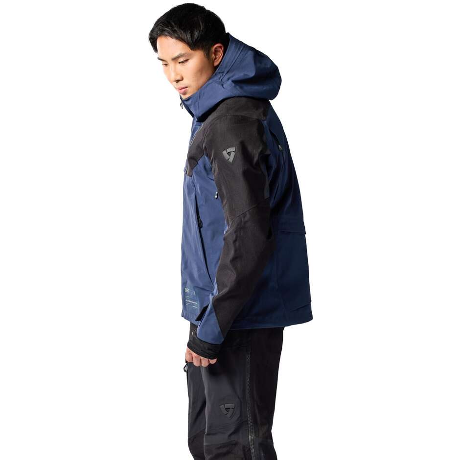Blouson moto Rev'it Component 3 H2O noir bleu foncé