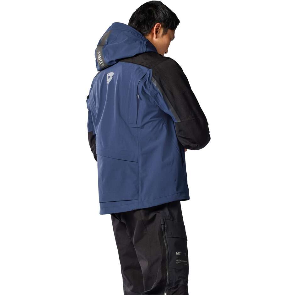 Blouson moto Rev'it Component 3 H2O noir bleu foncé