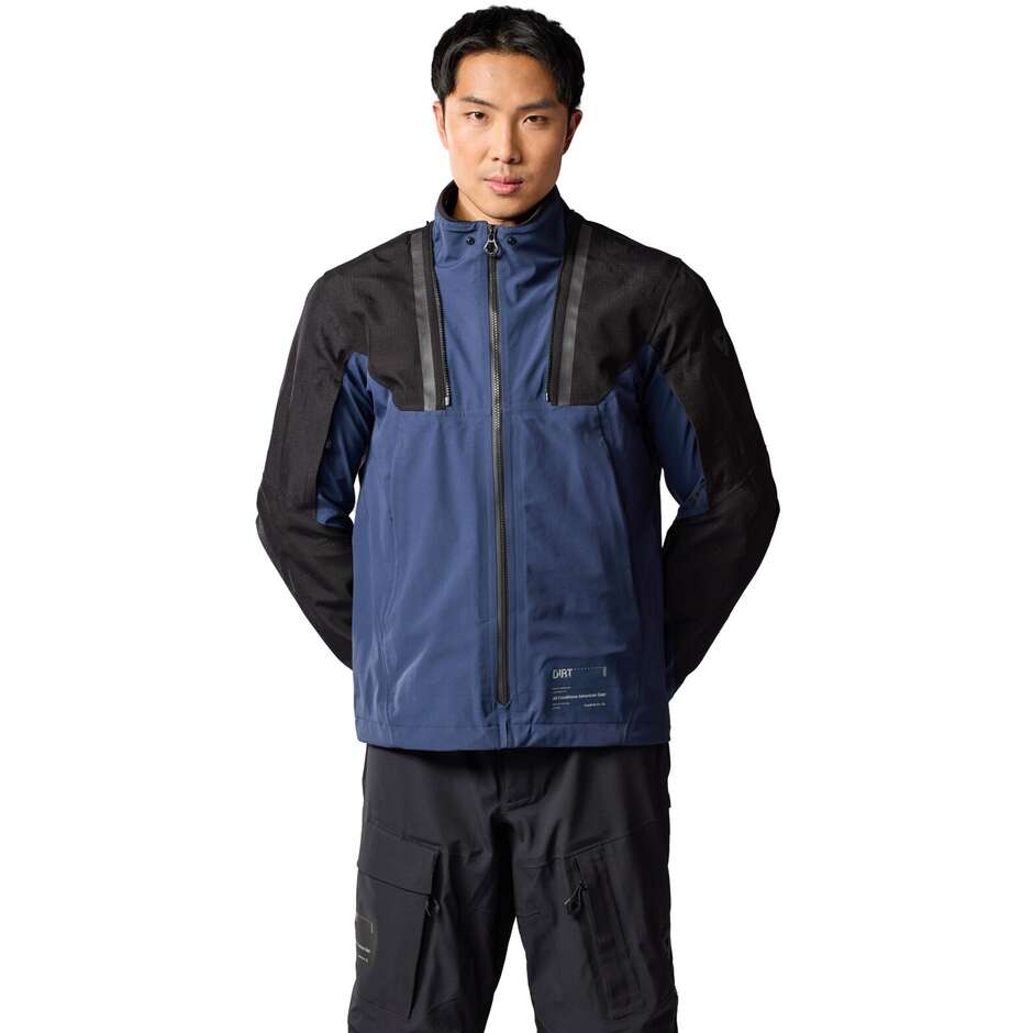 Blouson moto Rev'it Component 3 H2O noir bleu foncé