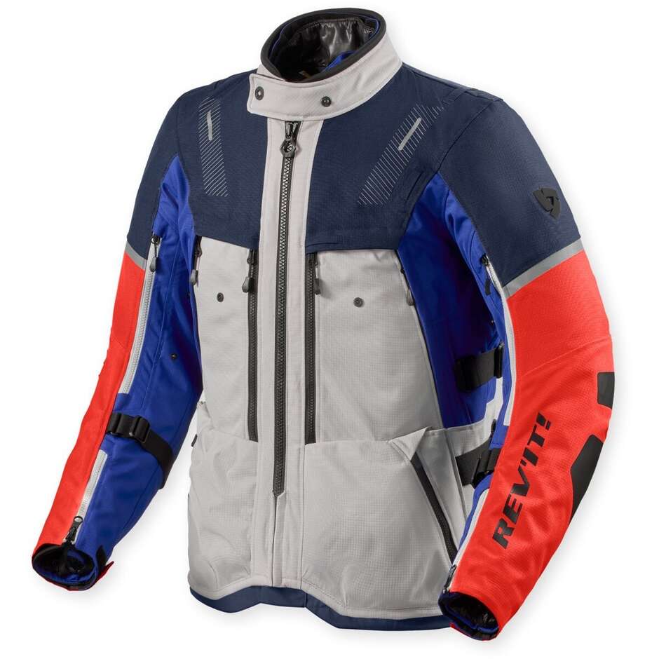 Blouson moto Rev'it Sand 5 H2O Argent Bleu