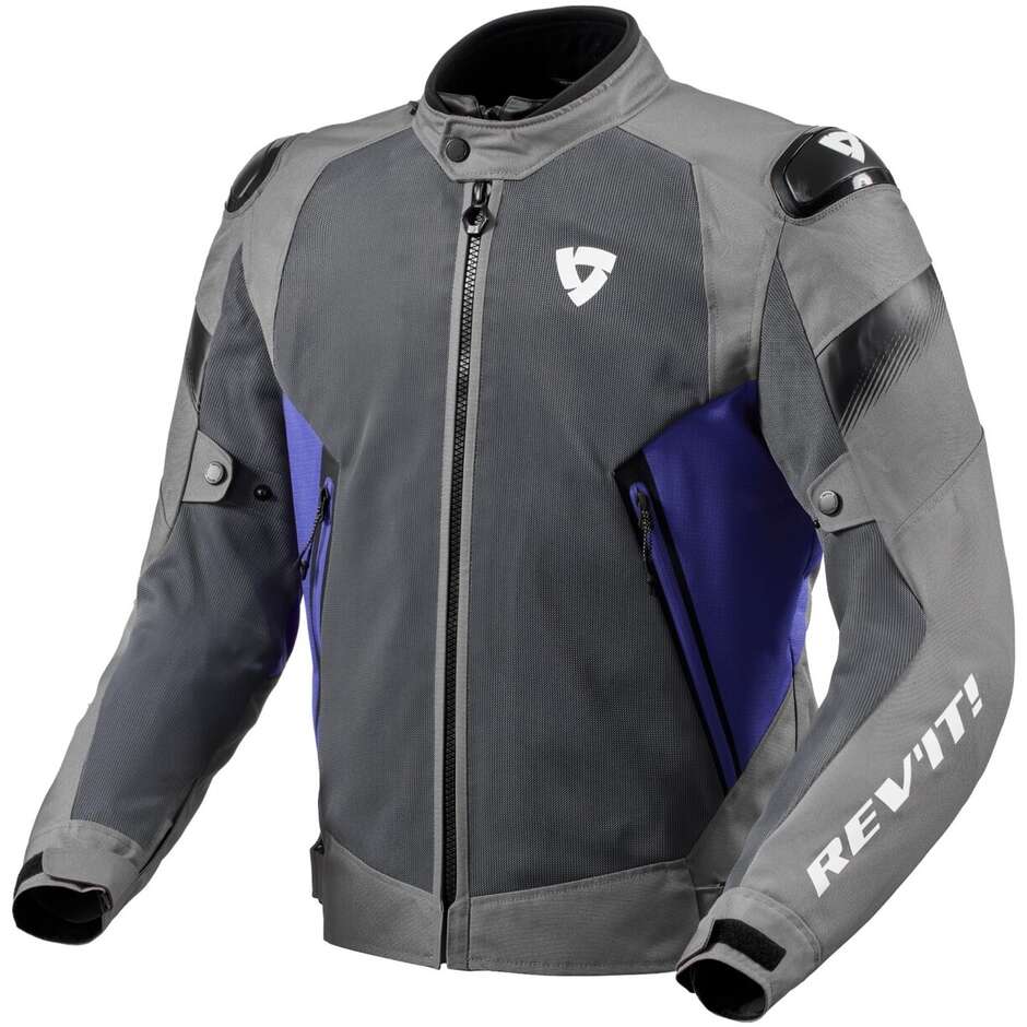 Blouson Moto Tissu Rev'it CONTROL AIR H2O Gris Bleu