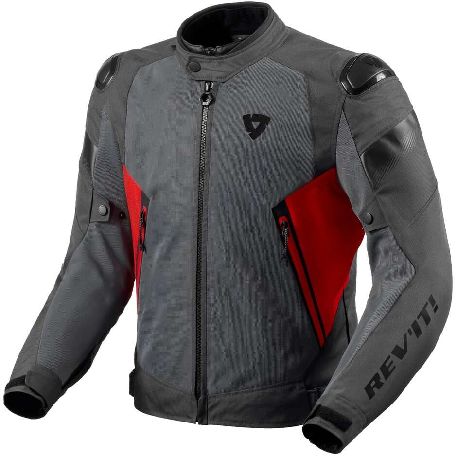 Blouson Moto Tissu Rev'it CONTROL AIR H2O Gris Rouge