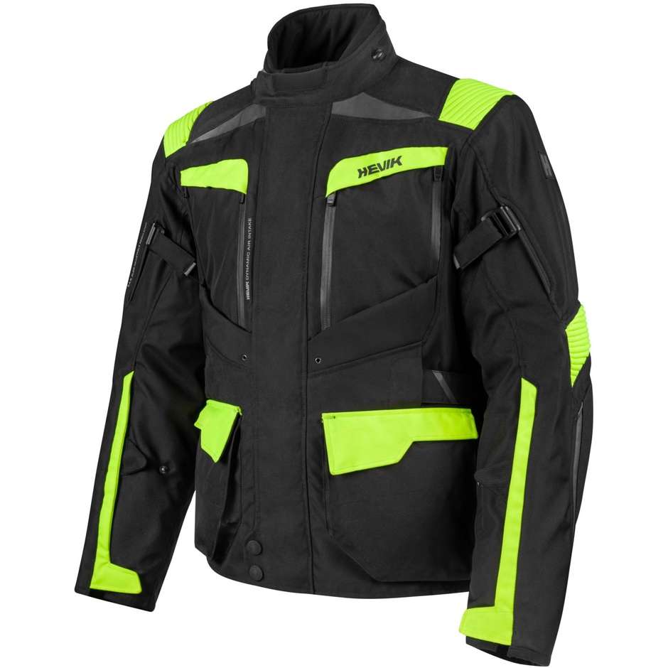 Blouson Moto Touring Hevik CENTAURUS Noir Jaune Fluo