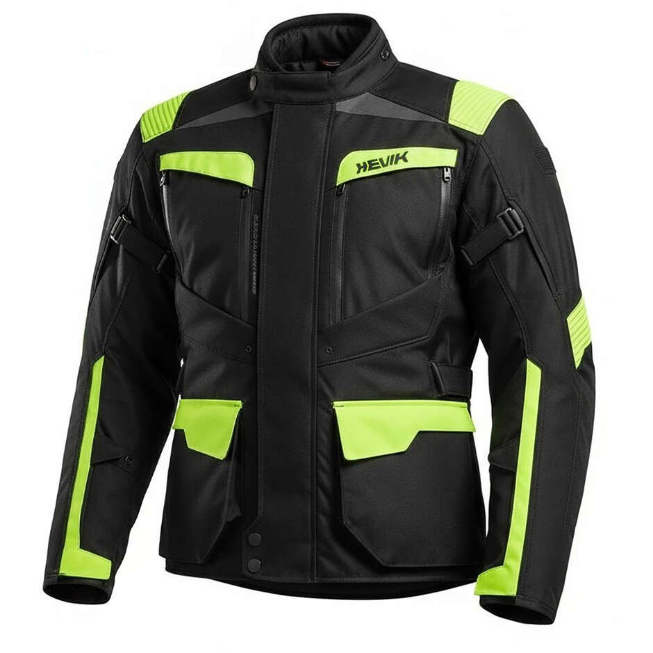 Blouson Moto Touring Hevik CENTAURUS Noir Jaune Fluo