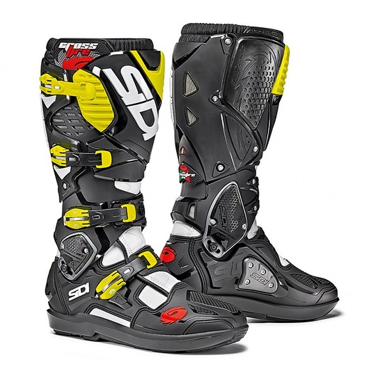 Boots Moto Cross Enduro 3 Sidi Crossfire SRS White Black Fluorescent Yellow